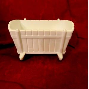 Vintage 1950's Indiana Milk Glass Baby Cradle Crib Bassinet Planter Candy Dish